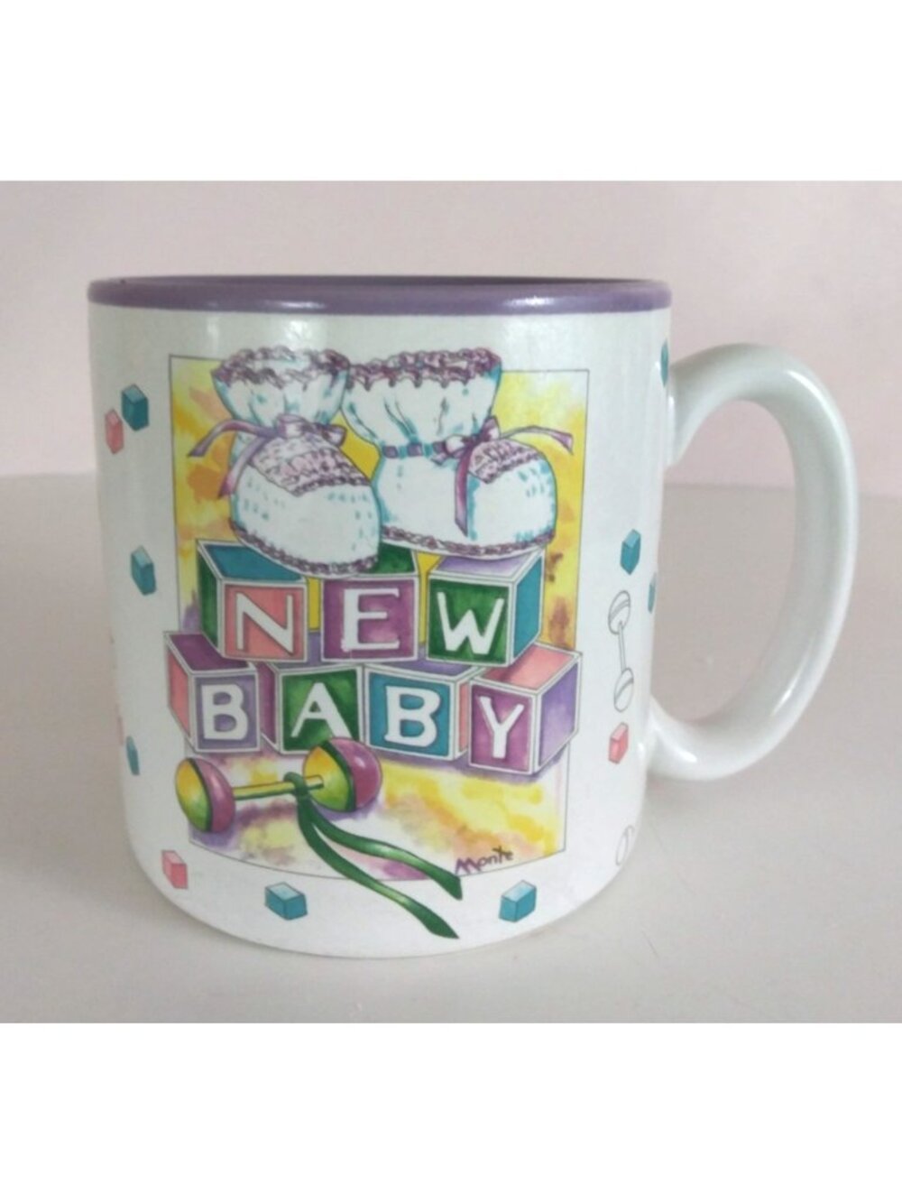 Vintage 1998 Flowers Inc Balloons Monte New Baby Coffee Cup Korea